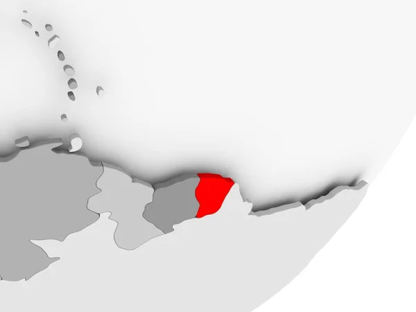 Французька Гвіана в червоний колір на сірий карті — стокове фото