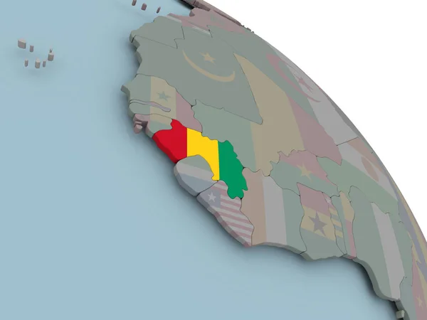 Χάρτης της Γουινέας με σημαία — Φωτογραφία Αρχείου