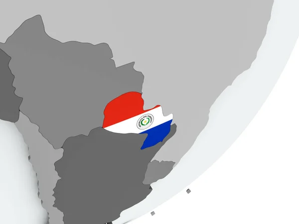 Флаг Парагвая на карте — стоковое фото