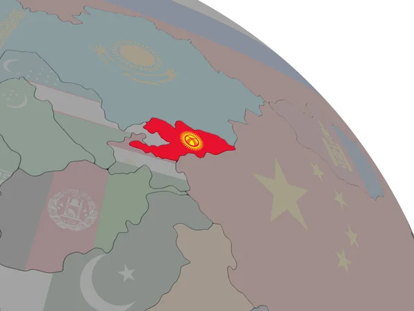 플래그와 키르기스 탄의 지도 — 스톡 사진