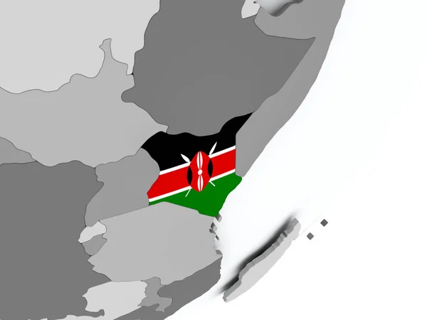 Flagge von Kenia Auf der Karte — Stockfoto