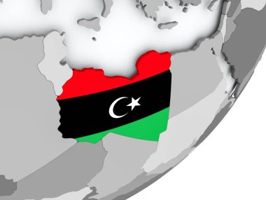 Libya bayrağı harita üzerinde