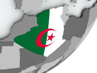 Cezayir bayrağı harita üzerinde