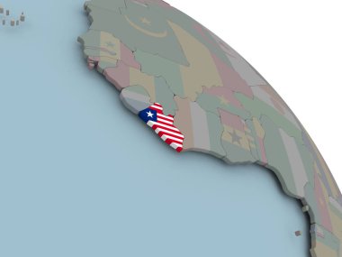 Liberya Haritası bayrak ile