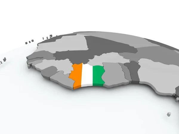 Bandeira da Costa do Marfim no globo — Fotografia de Stock