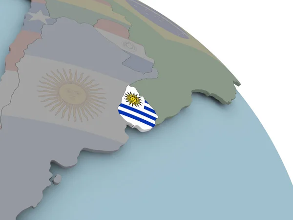 Kaart van uruguay met vlag — Stockfoto