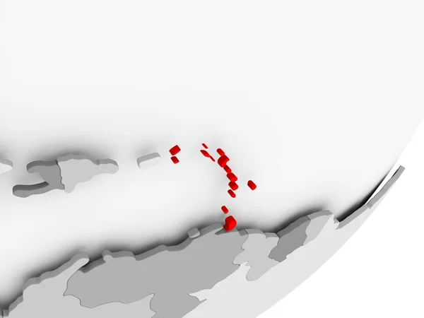 Caribbean w kolorze czerwonym na mapie miasta szary — Zdjęcie stockowe