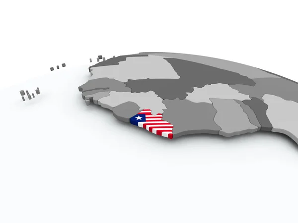 Flag of Liberia on globe — Stock Photo, Image