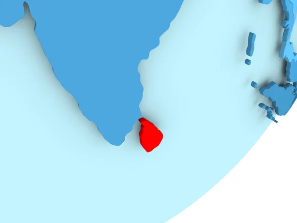 Карта Шри-Ланки на голубом политическом глобусе — стоковое фото