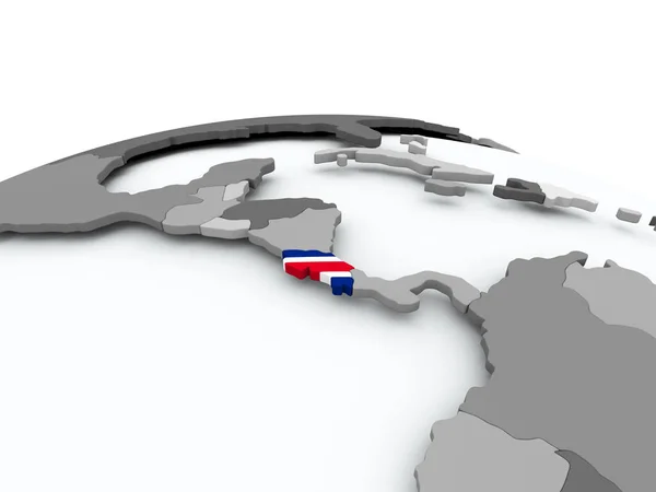 Флаг Коста-Рики на глобусе — стоковое фото