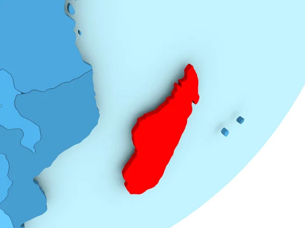 Χάρτης της Μαδαγασκάρης μπλε πολιτικό πλανήτη — Φωτογραφία Αρχείου