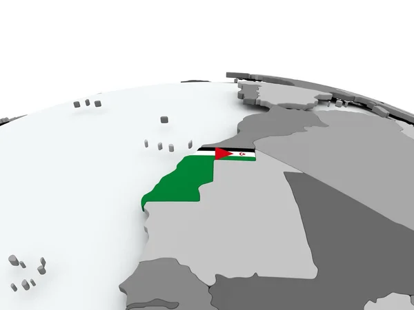 Bandeira do Saara Ocidental no globo — Fotografia de Stock