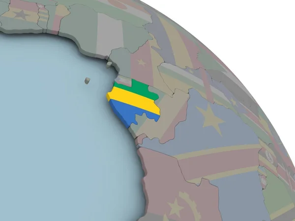 Mapa de Gabón con bandera —  Fotos de Stock