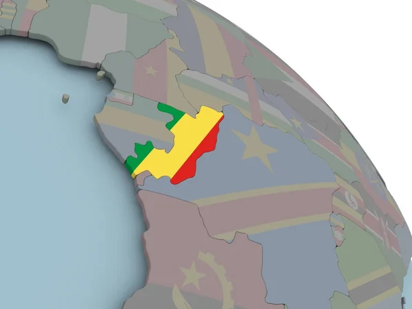 Mapa de Congo con bandera — Foto de Stock