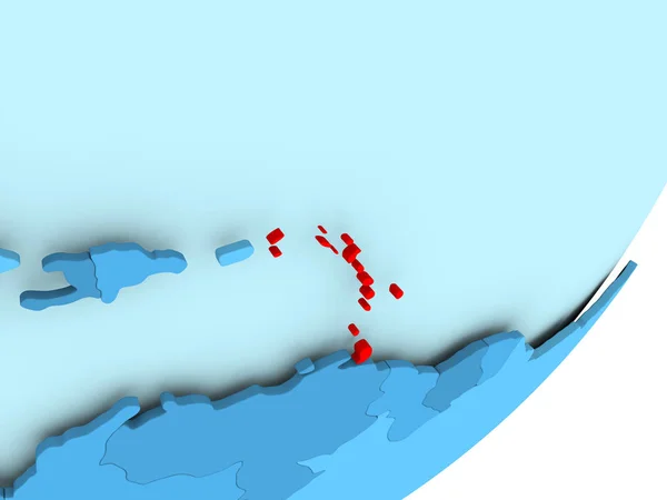 Mappa dei Caraibi sul globo politico blu — Foto Stock