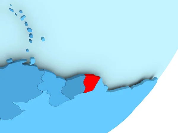 Map of French Guiana on blue political globe — Stock Photo, Image