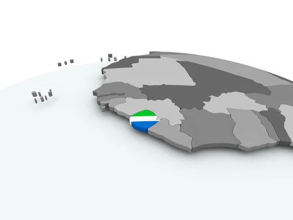 Bandeira de Serra Leoa no globo — Fotografia de Stock