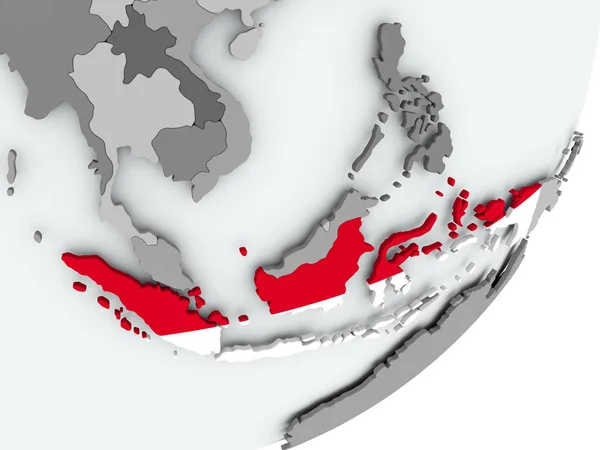 Drapeau de l'Indonésie sur la carte — Photo