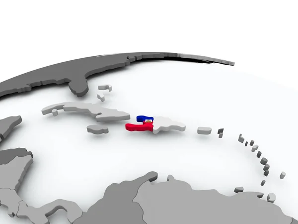 Dünya üzerinde Haiti Cumhuriyeti bayrağı — Stok fotoğraf