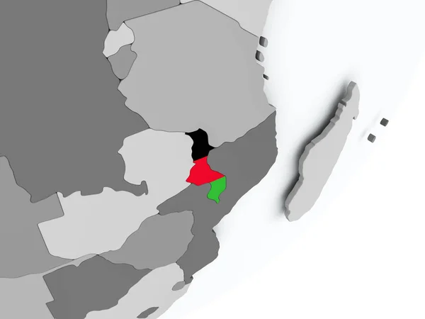 Bandeira de Malawi no mapa — Fotografia de Stock