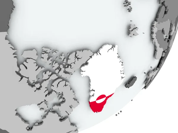 Vlajka Grónska na mapě — Stock fotografie