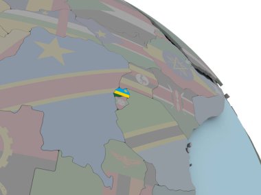 bayrağı ile Ruanda Haritası
