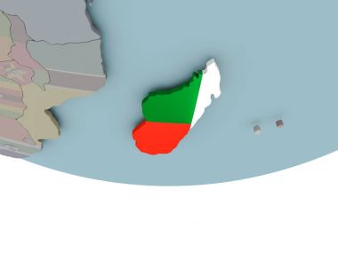 Madagaskar bayrağı dünya üzerinde