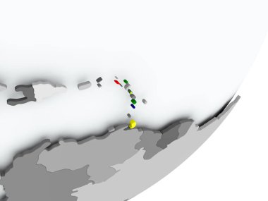 Caribbean bayrak harita üzerinde