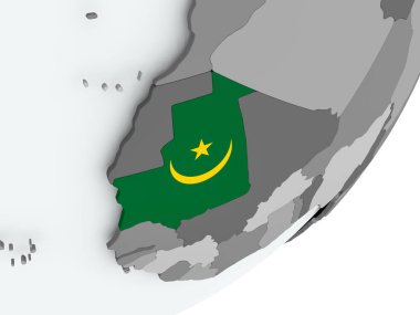 Moritanya bayrak harita üzerinde