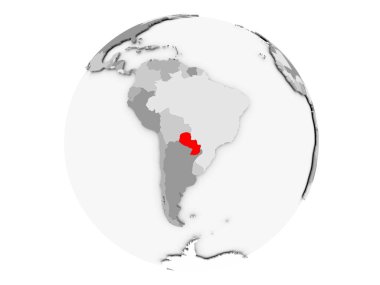 Paraguay gri Globe izole