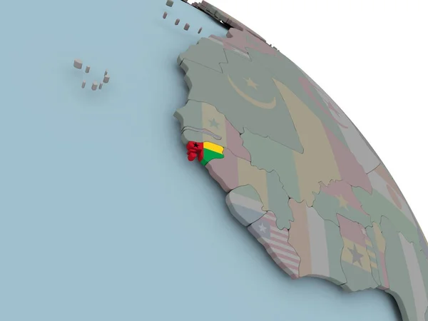 Kaart van Guinee-Bissau met vlag — Stockfoto