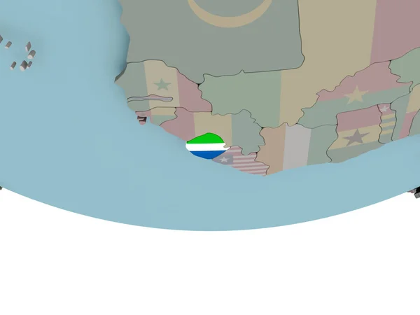 Sierra Leone s vlajkou na zeměkouli — Stock fotografie