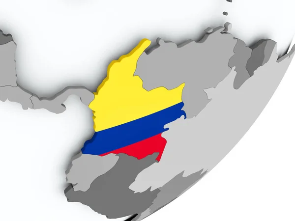 Flagga av Colombia på karta — Stockfoto