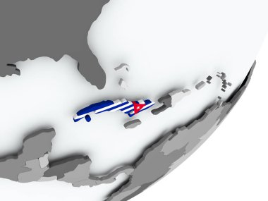 Küba'nın bayrak harita üzerinde