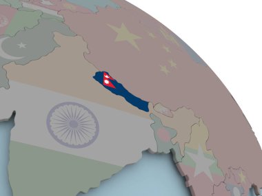 Nepal Haritası bayrak ile