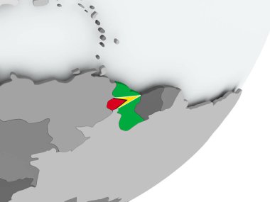 Harita üzerinde Guyana Cumhuriyeti bayrağı