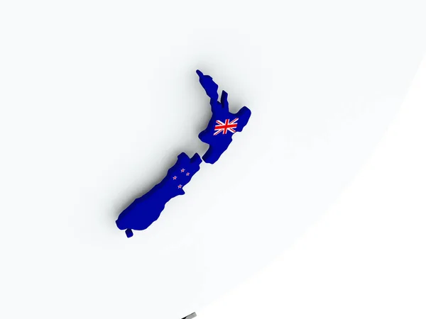 Flag of New Zealand on map — Stock Photo, Image