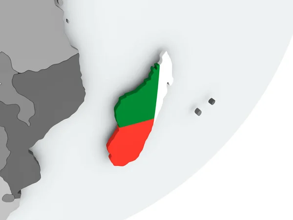 Flag of Madagascar on map — Stock Photo, Image