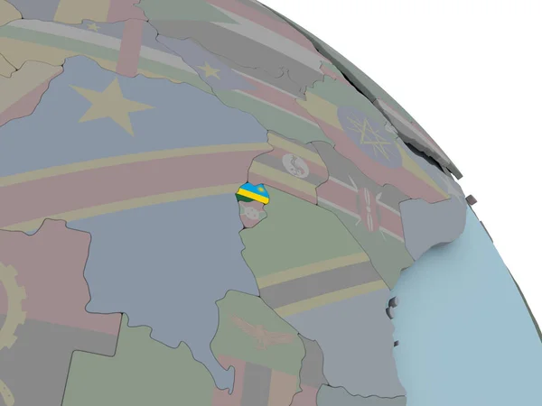 Χάρτης της Ρουάντα με σημαία — Φωτογραφία Αρχείου