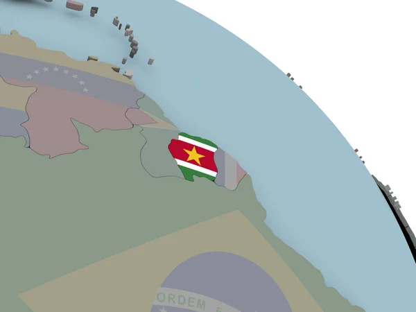 Mapa de Surinam con bandera — Foto de Stock