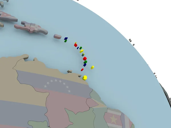 Карта Карибского бассейна с флагом — стоковое фото