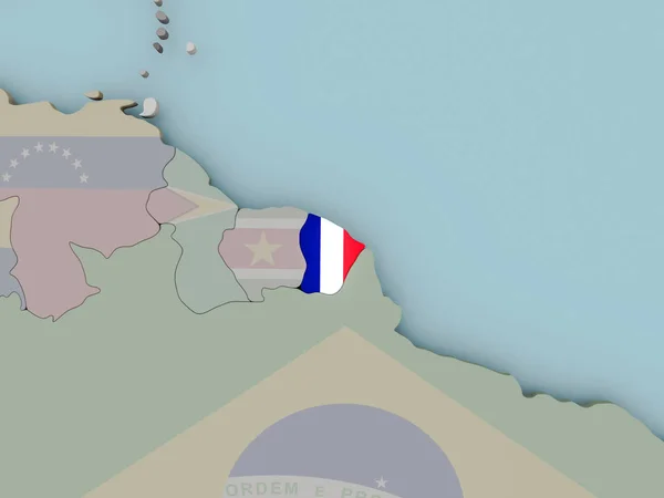 Francia Guyana, a politikai globe zászló — Stock Fotó