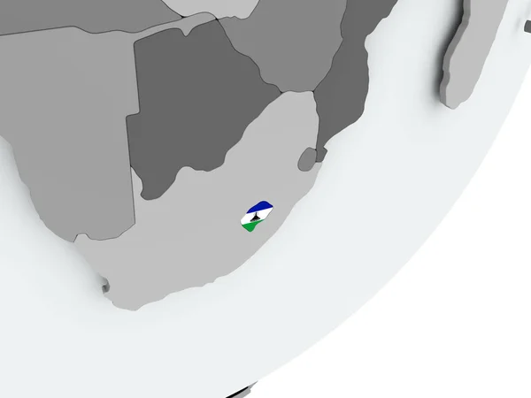 Flaga Lesotho na mapie — Zdjęcie stockowe