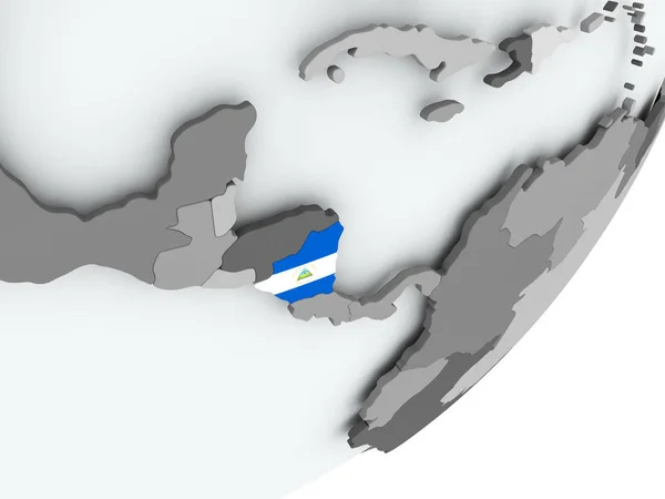 Drapeau de Nicaragua sur la carte — Photo
