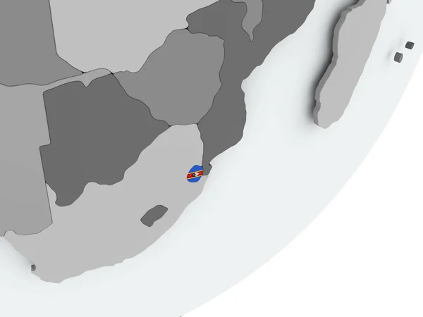 Flagga av Swaziland på karta — Stockfoto