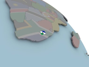 Lesoto Haritası bayrak ile