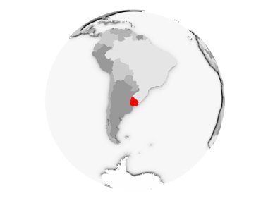 Uruguay Gri Globe izole