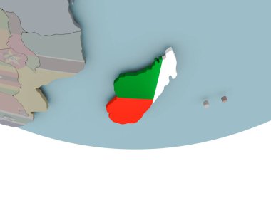 Madagaskar bayrağı dünya üzerinde