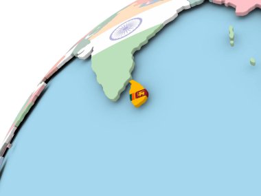 Sri Lanka bayrağı ile dünya üzerinde