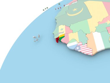 Gine-Bissau bayrak ile dünya üzerinde